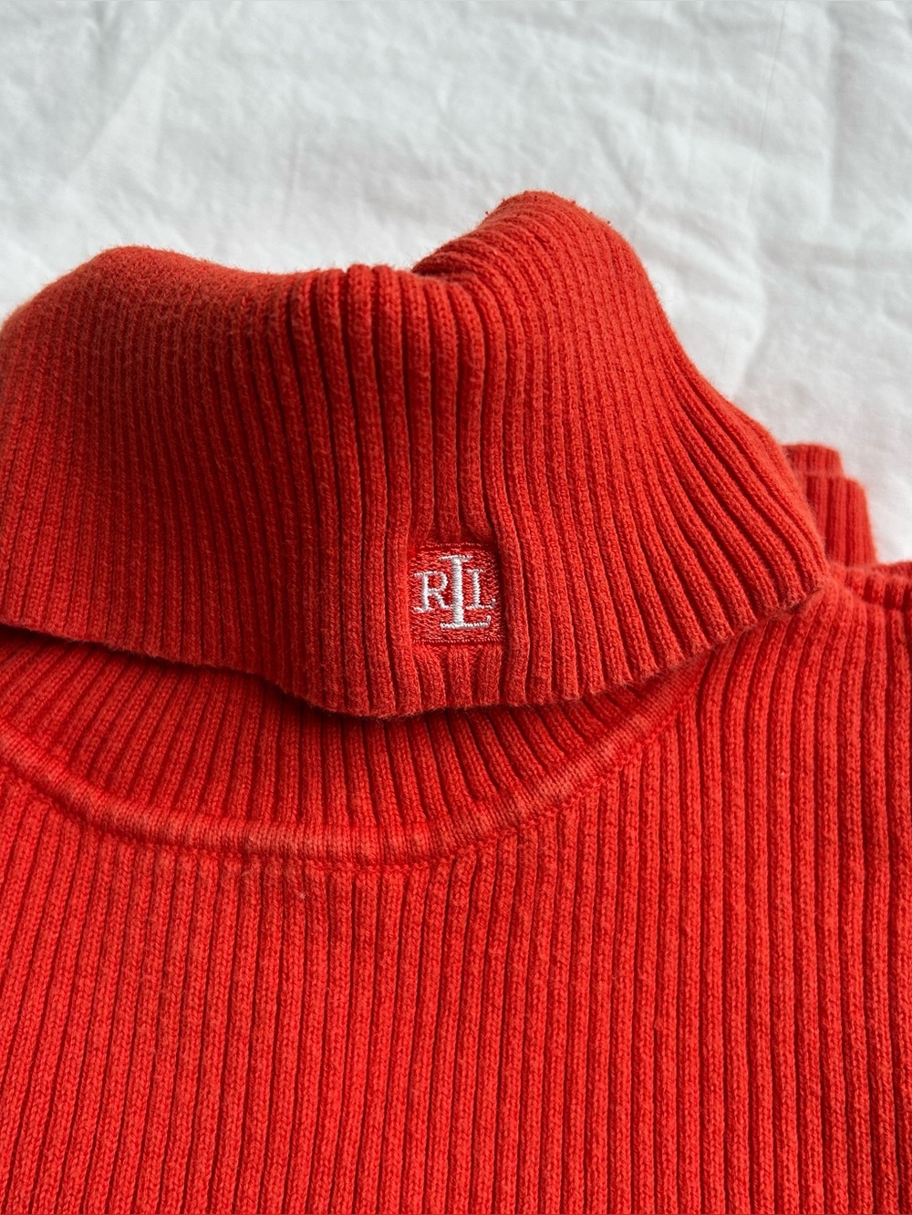 Vintage Ralph Lauren Orange Ribbed Turtleneck Sweater - Large